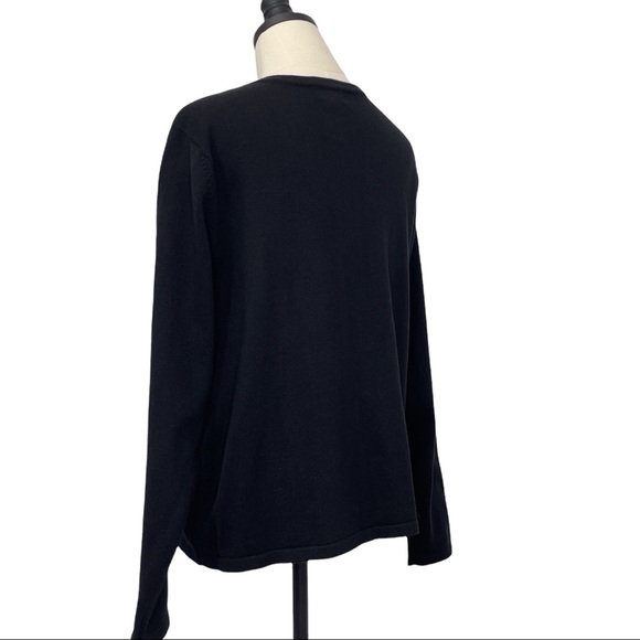 Poinsettia Christmas Tree Theme Cardigan Black with Red & Yellow Size XL - Picture 5 of 11